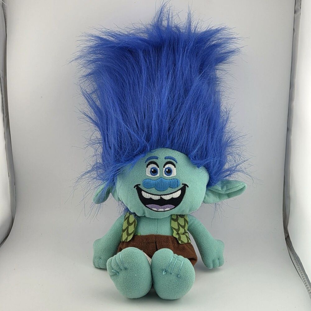 Trolls Happy Branch Stuffed Plush Doll Blue Hair 14” toy Dreamworks 2016